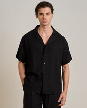 Camicia relax fit collo a bowling