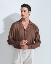 Camicia in viscosa collo a bowling