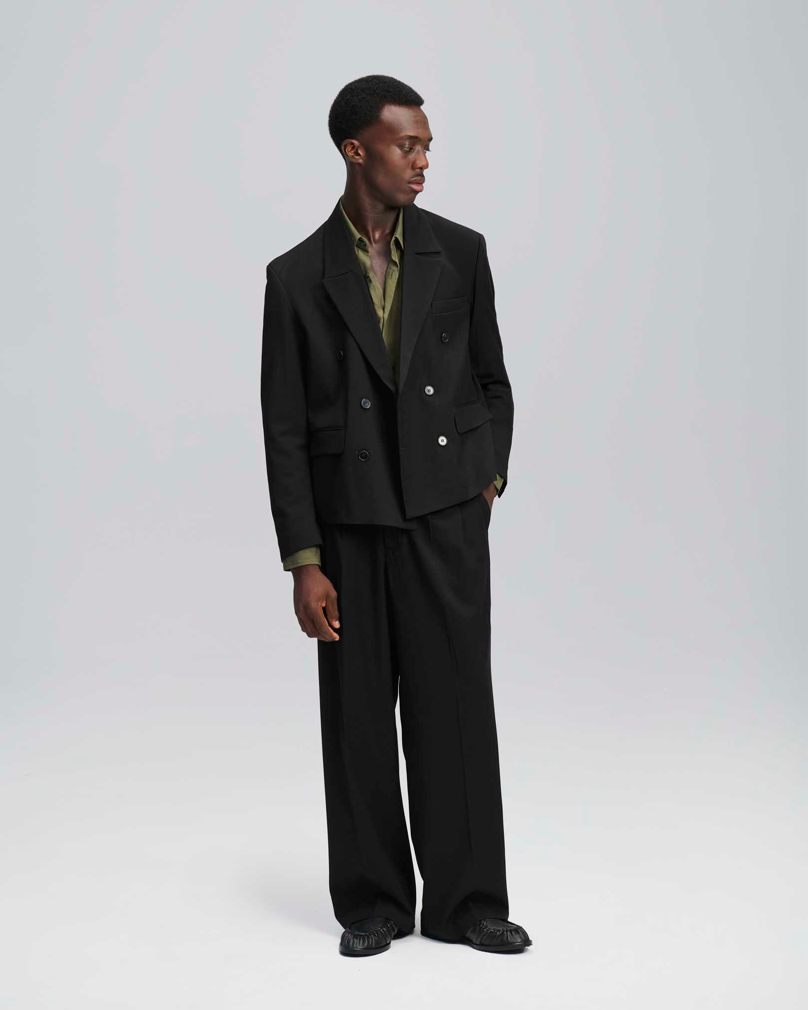 PRE ORDINE Giacca cropped doppiopetto nero