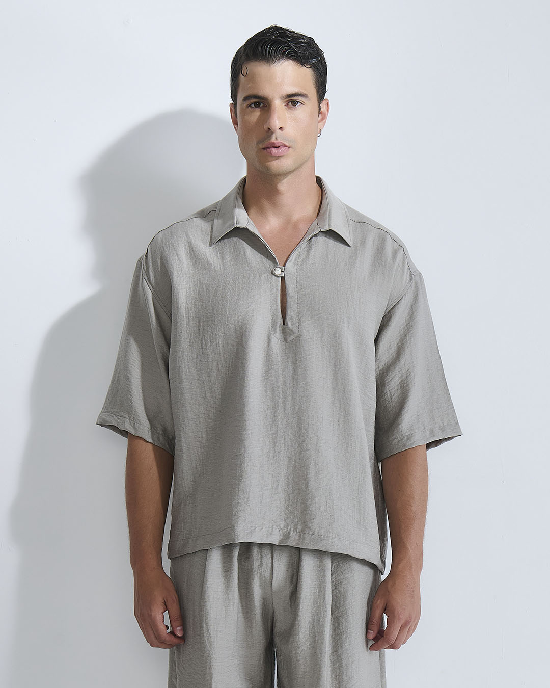 Camicia Polo misto lino