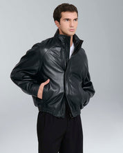 Bomber in pelle relax fit