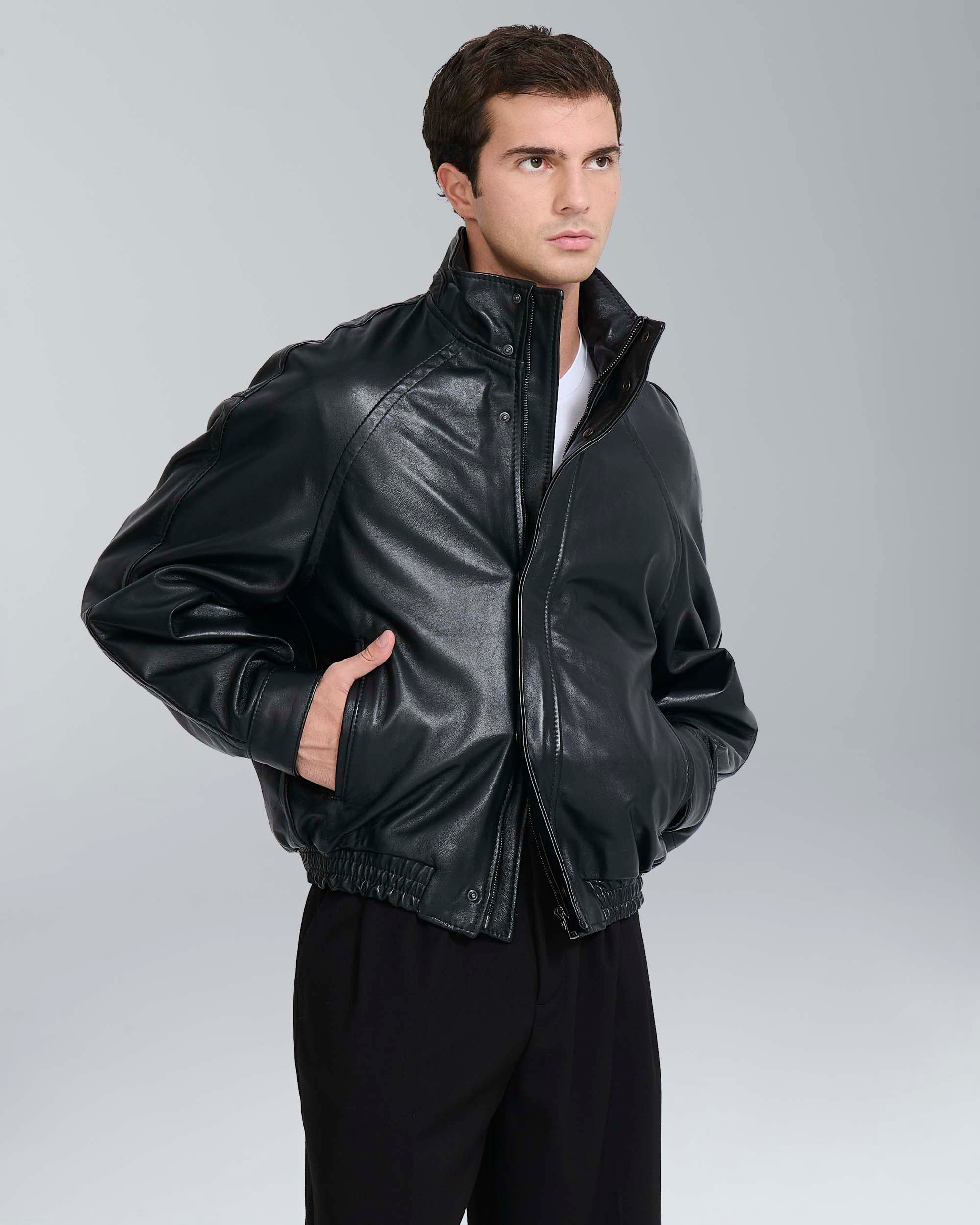 Bomber in pelle relax fit