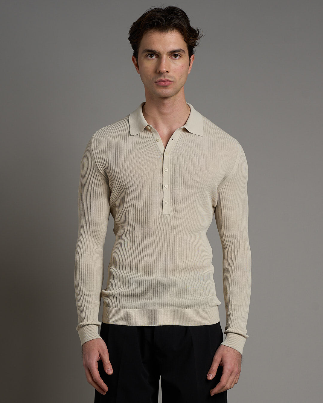 Polo a coste limited edition manica lunga