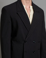 Giacca cropped doppiopetto gessata