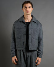 Giubbotto Strutturato in lana Spigato