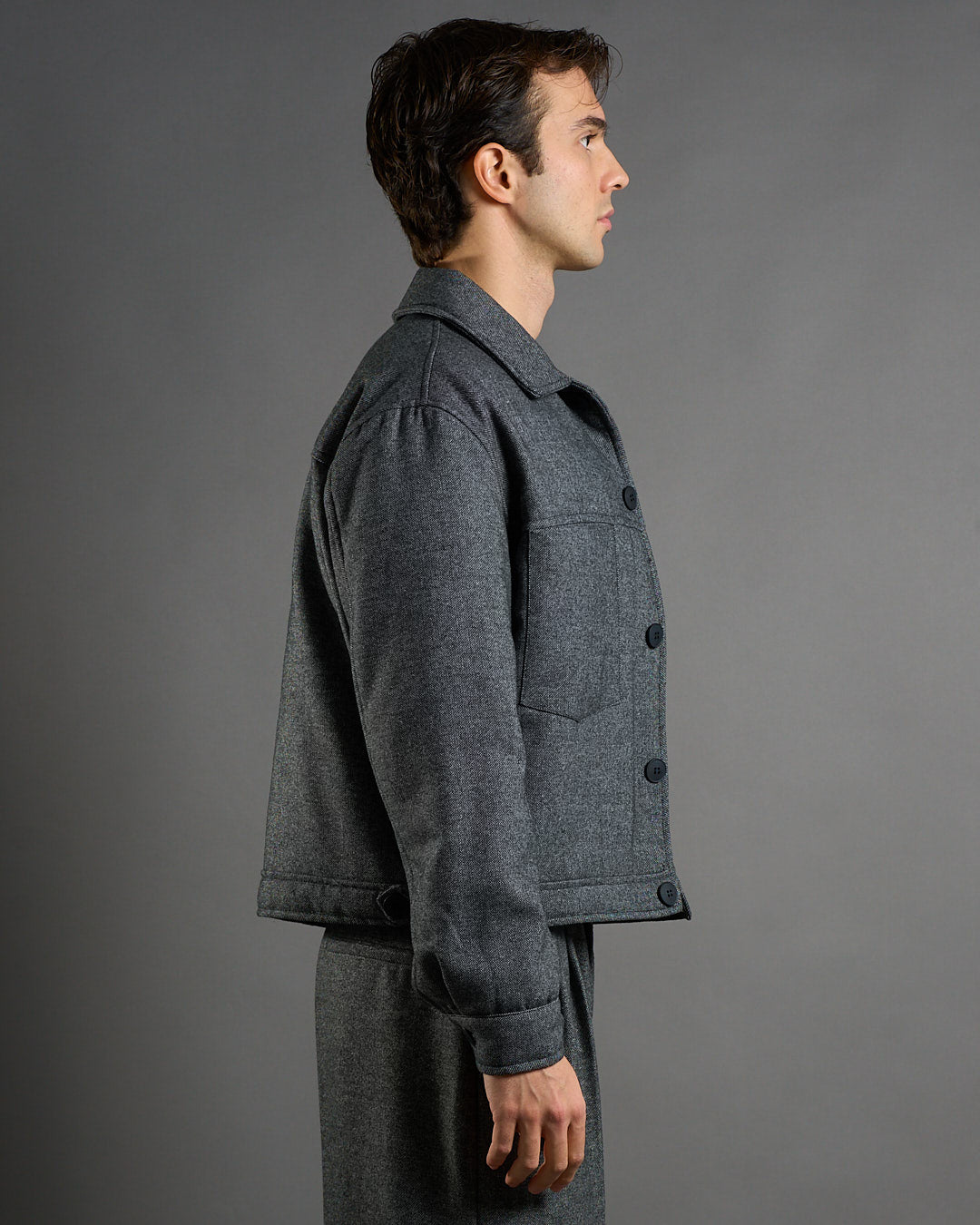 Giubbotto Strutturato in lana Spigato