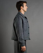 Giubbotto Strutturato in lana Spigato