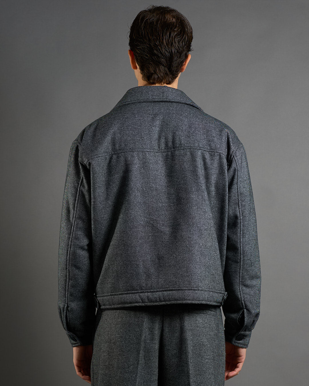 Giubbotto Strutturato in lana Spigato