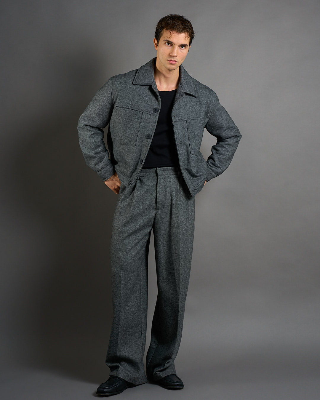 Giubbotto Strutturato in lana Spigato