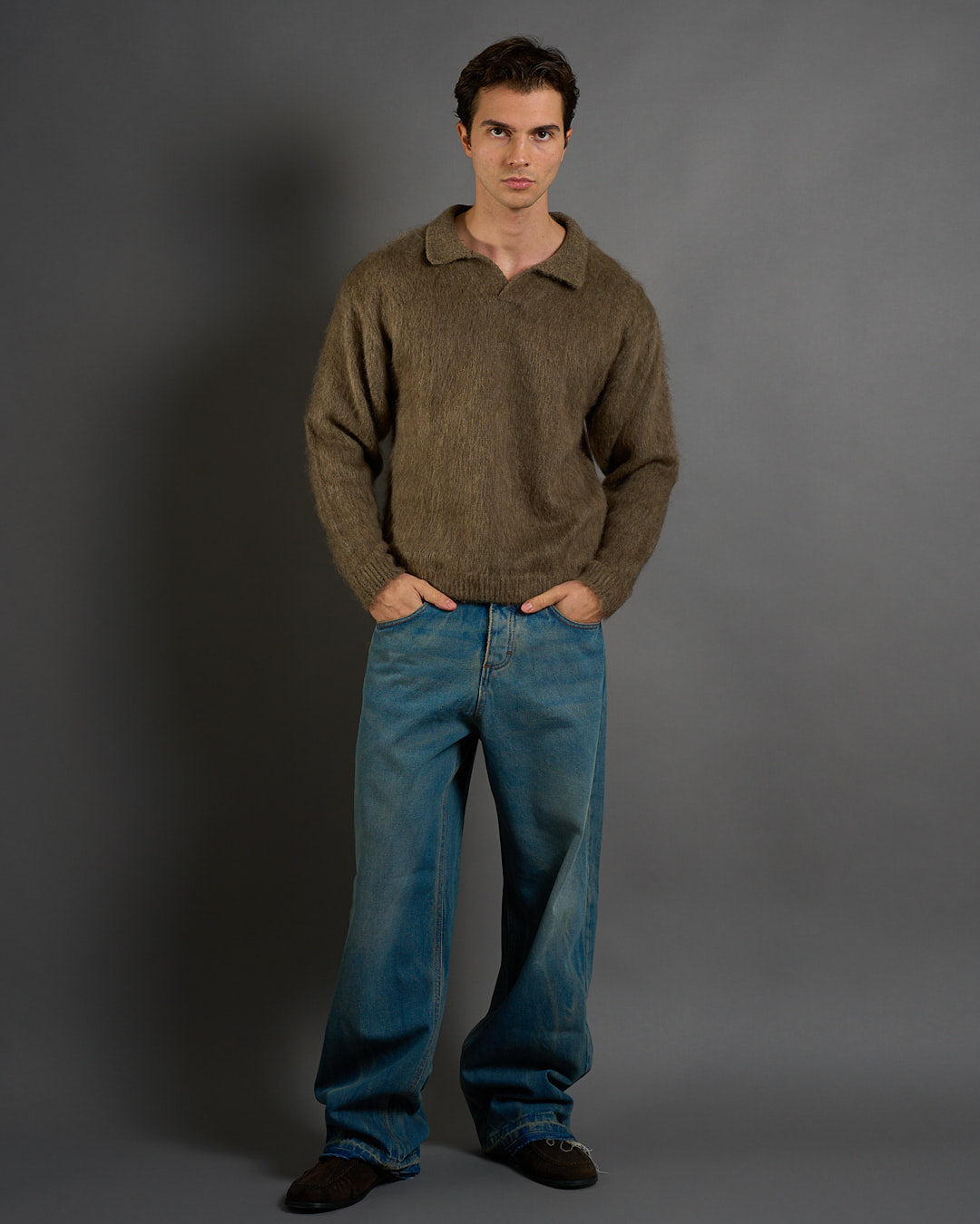 Polo con colletto in lana Mohair