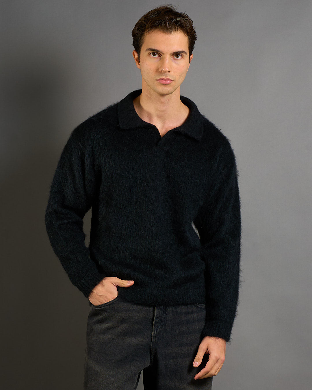 Polo con colletto in lana Mohair