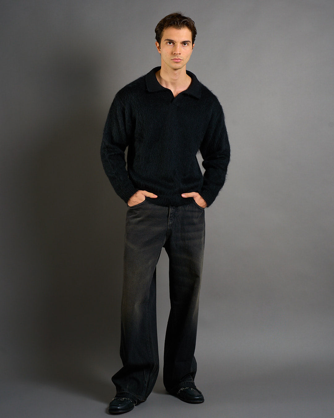 Polo con colletto in lana Mohair