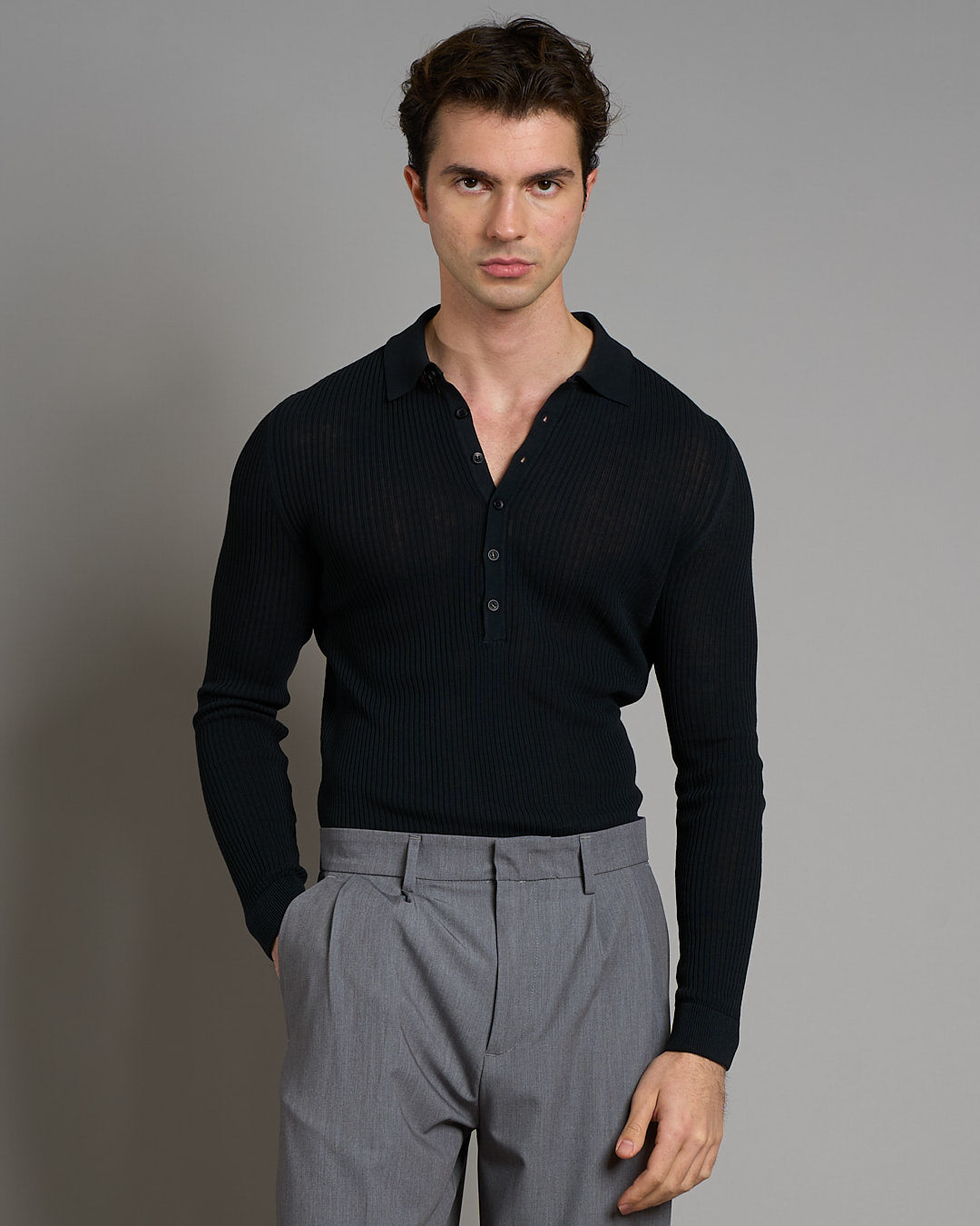 Polo a coste limited edition manica lunga