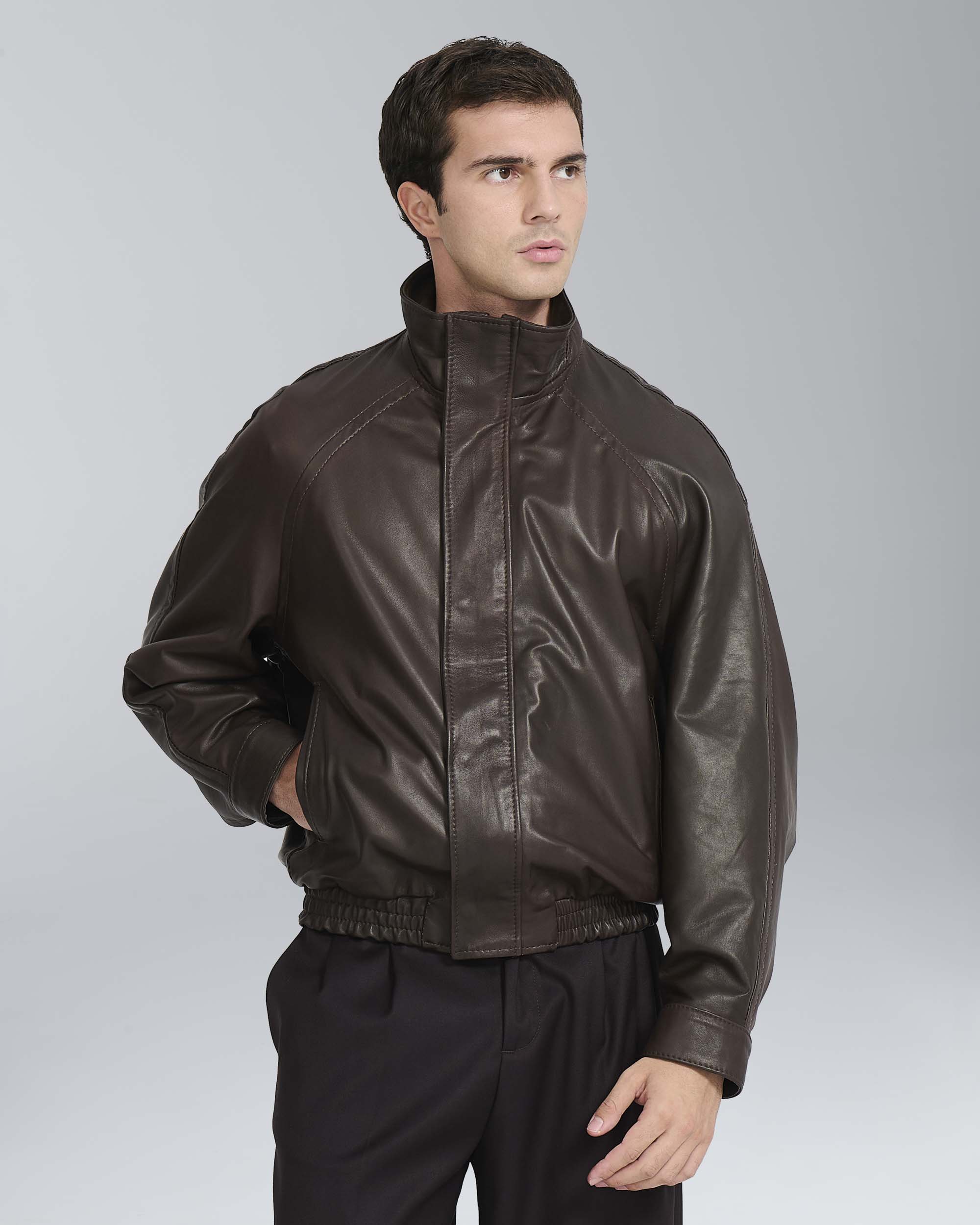 Bomber in pelle relax fit