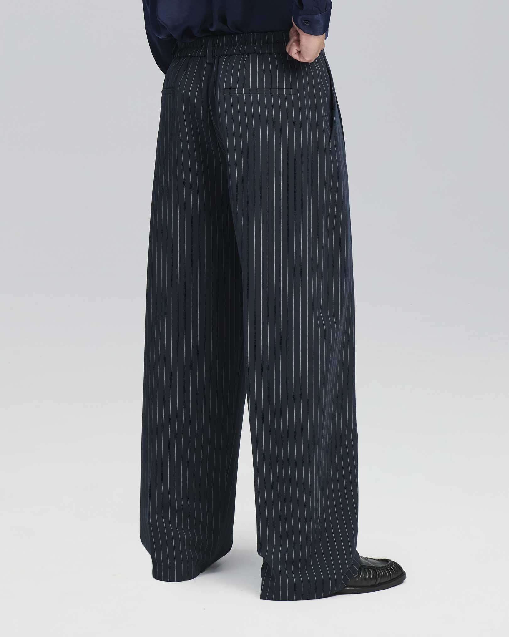Pantalone Wide Fit Limited Edition gessato blu