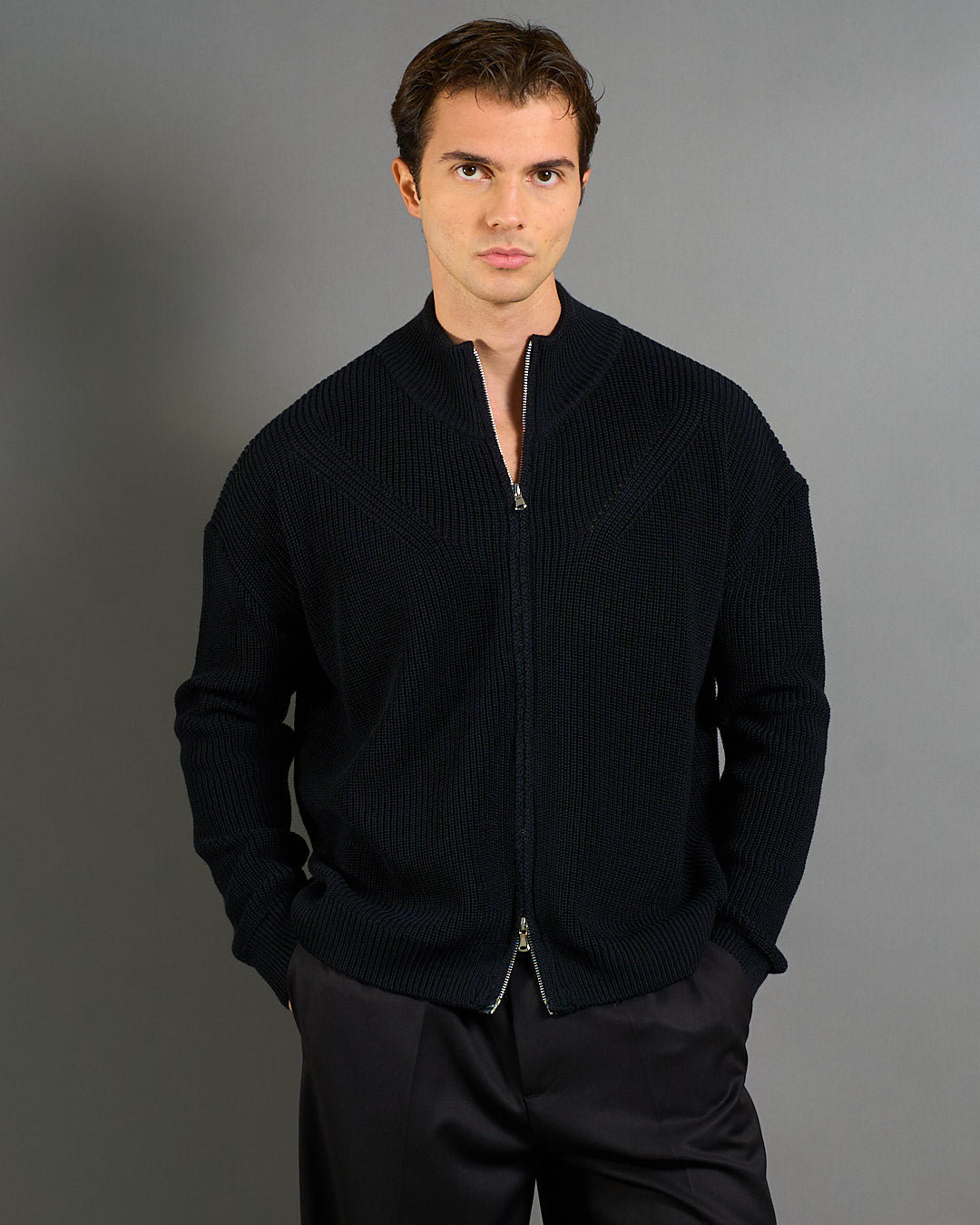 Cardigan in maglia con zip in lana merinos Limited Edition