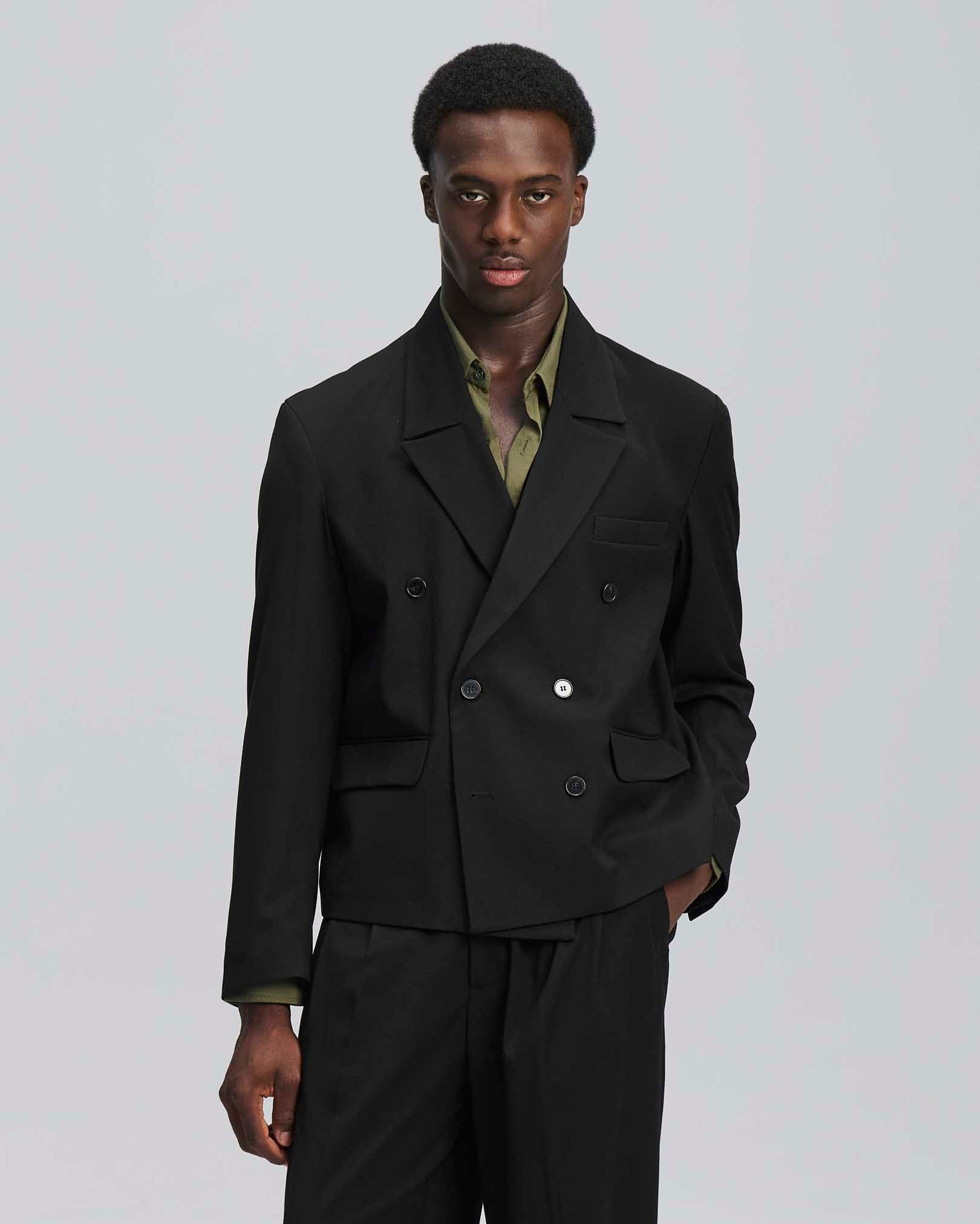 PRE ORDINE Giacca cropped doppiopetto nero