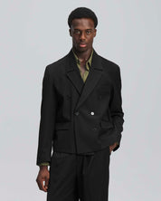 PRE ORDINE Giacca cropped doppiopetto nero
