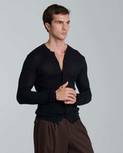 Cardigan girocollo a coste