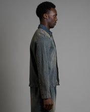 Giacca in denim sabbiato cropped