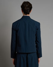 Giacca cropped doppiopetto gessata