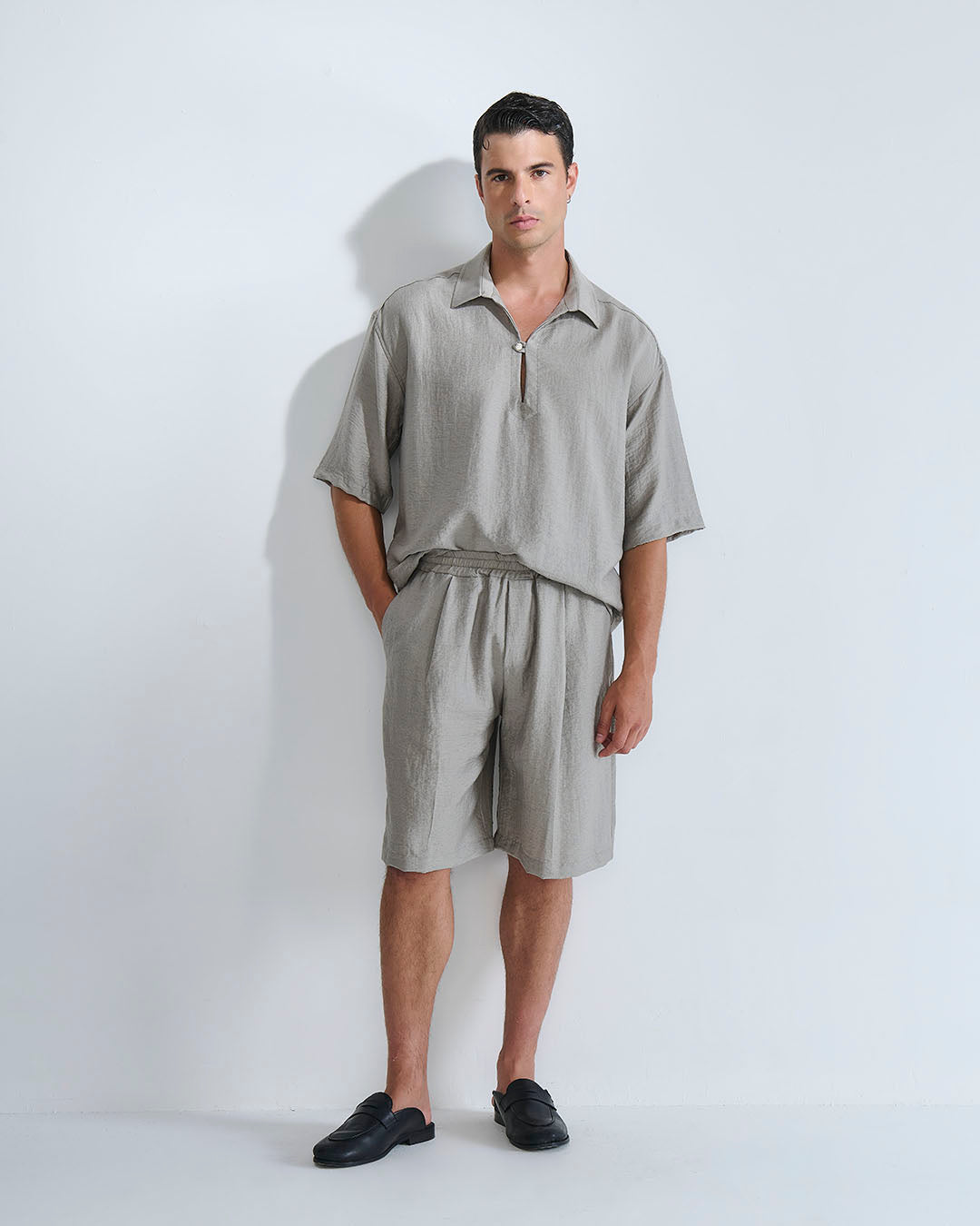 Camicia Polo misto lino