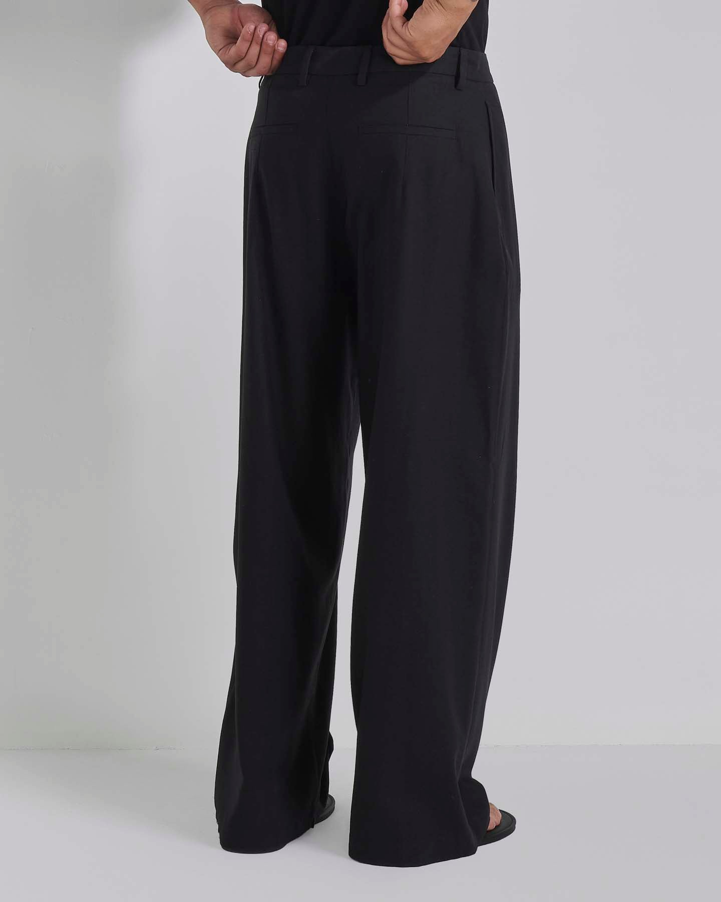 Pantalone Wide Fit con pieghe in lino