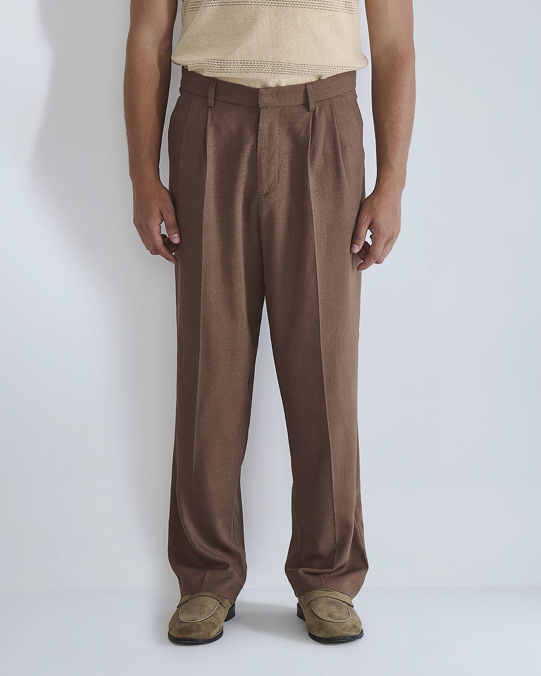 Pantalone wide fit in lino
