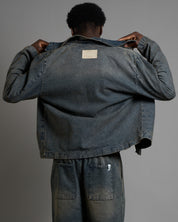 Giacca in denim sabbiato cropped