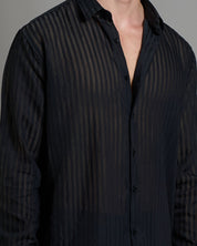 Camicia a righe con struttura sheer