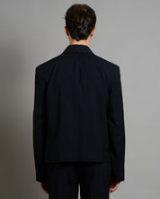 Giacca cropped con finiture sfilacciate