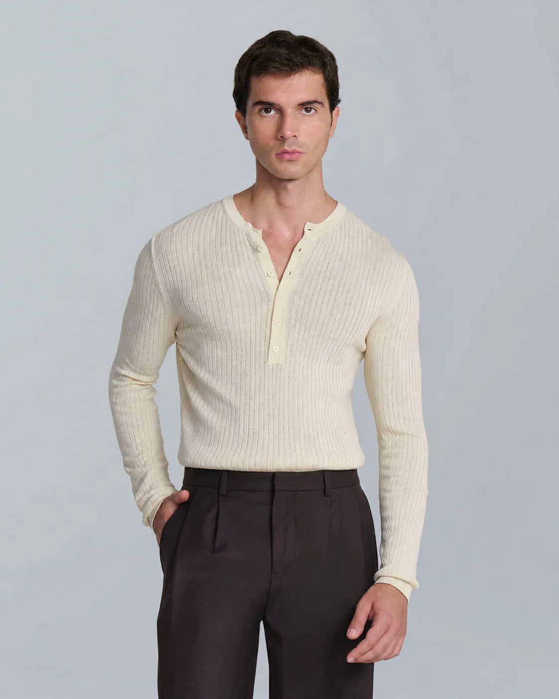 Maglia serafino a coste