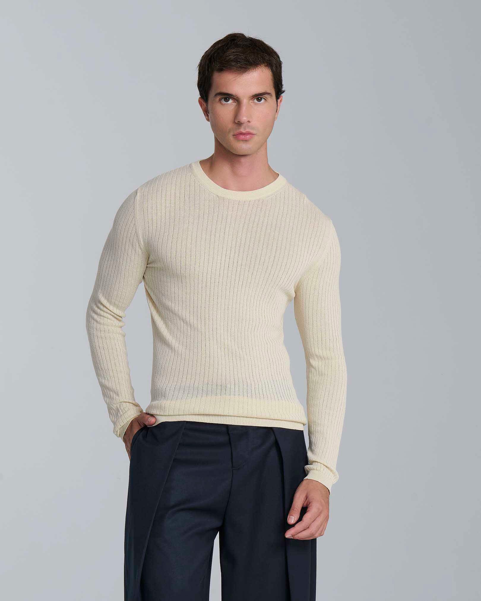 Maglia girocollo a coste