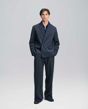 Pantalone Wide Fit Limited Edition gessato blu