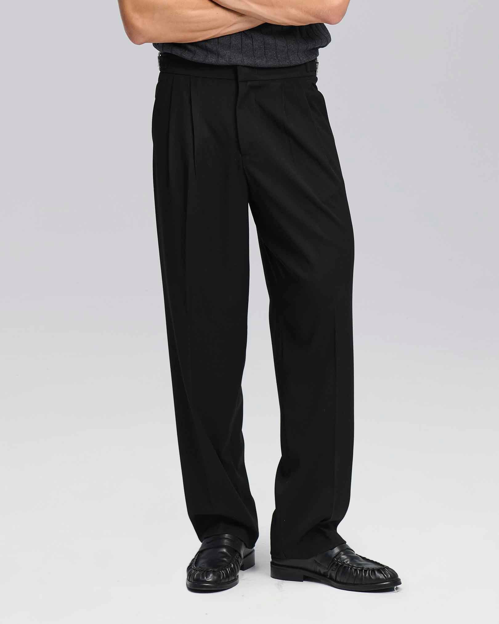 Pantalone wide fit con fibbiette