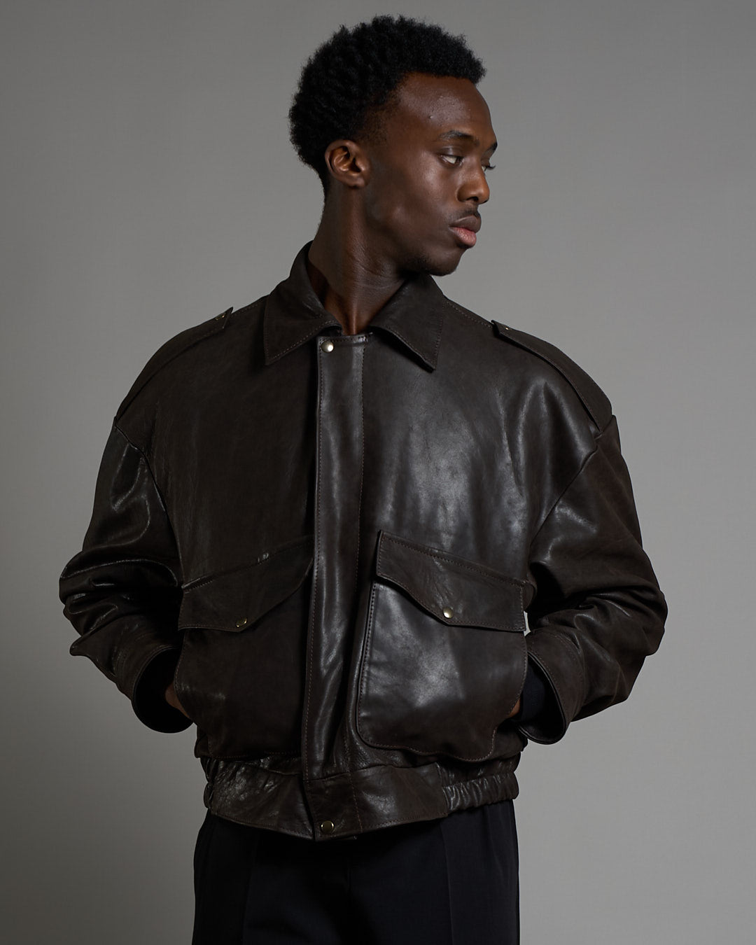 Giacca in pelle over effetto vintage