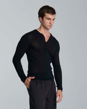 Maglia serafino a coste