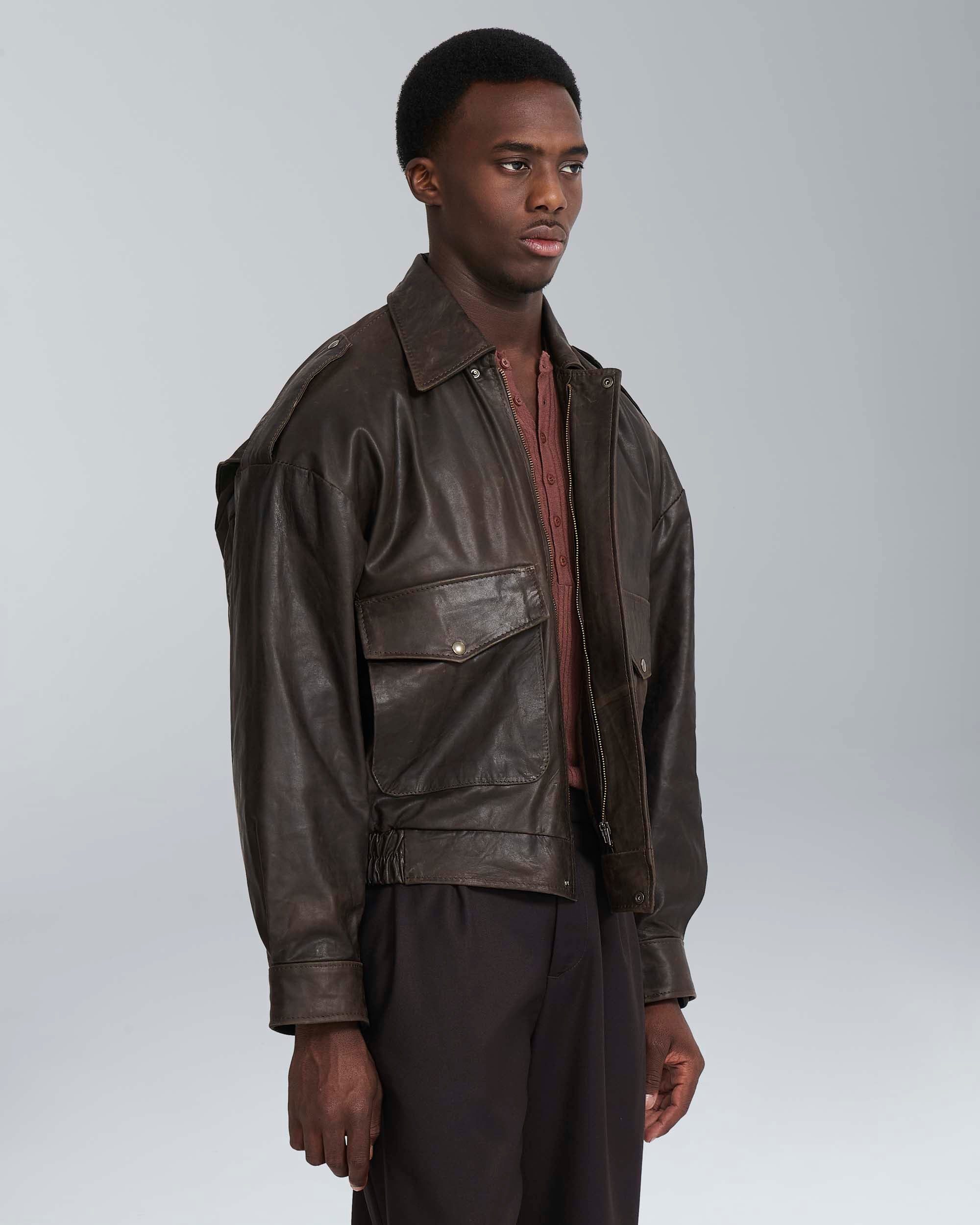 Giacca aviator in pelle vintage