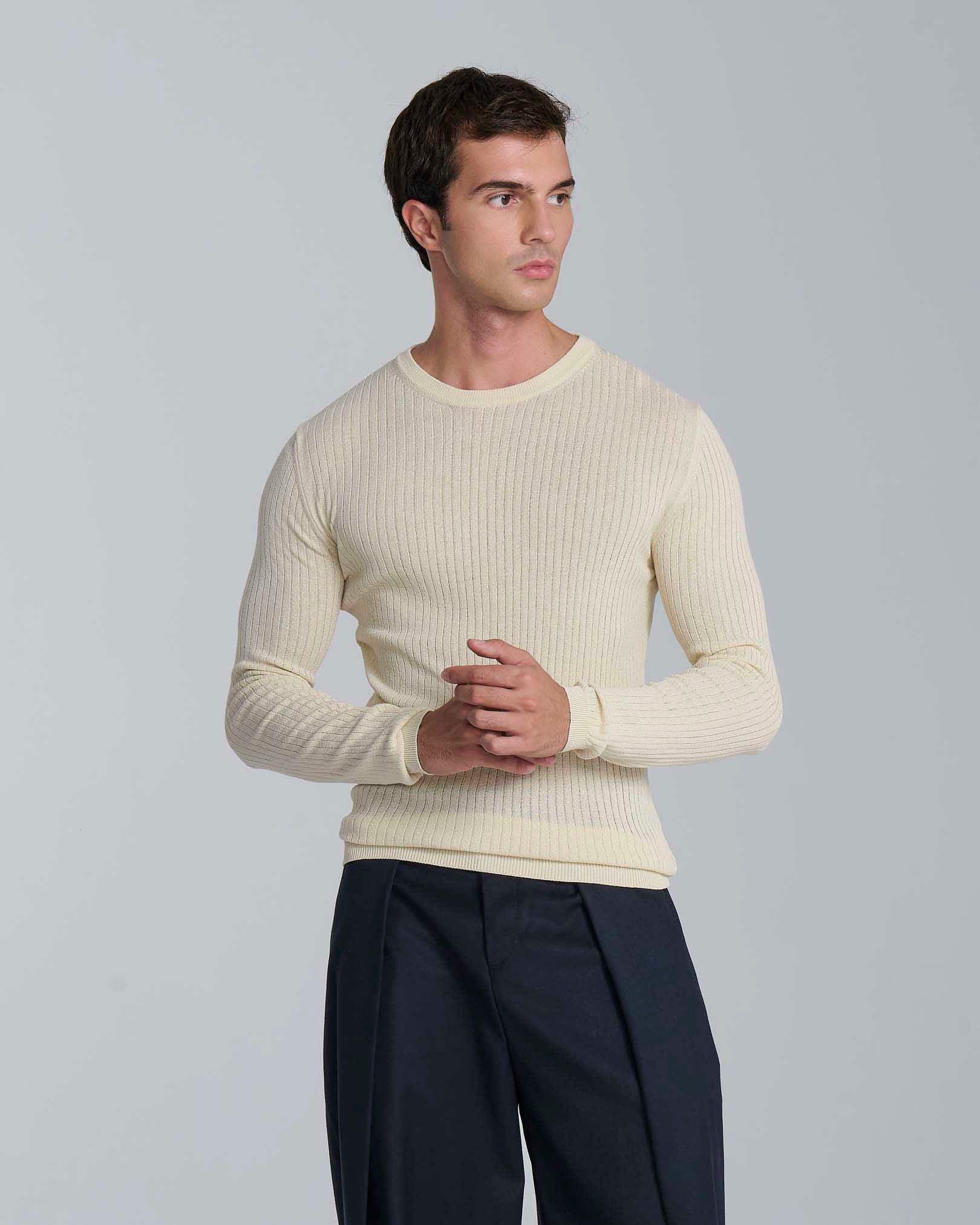 Maglia girocollo a coste