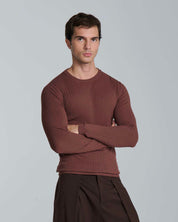 Maglia girocollo a coste