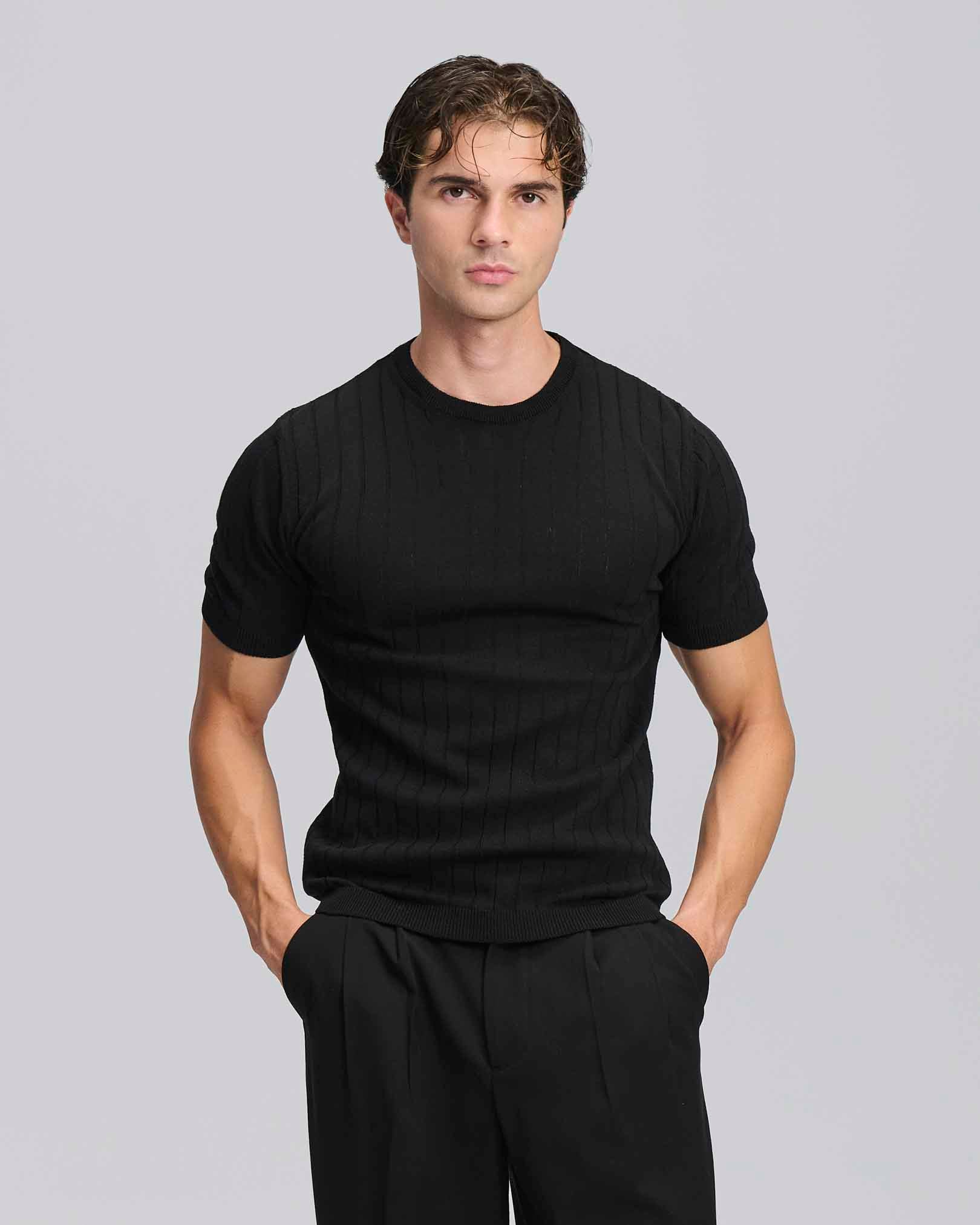 T-Shirt in maglia a coste