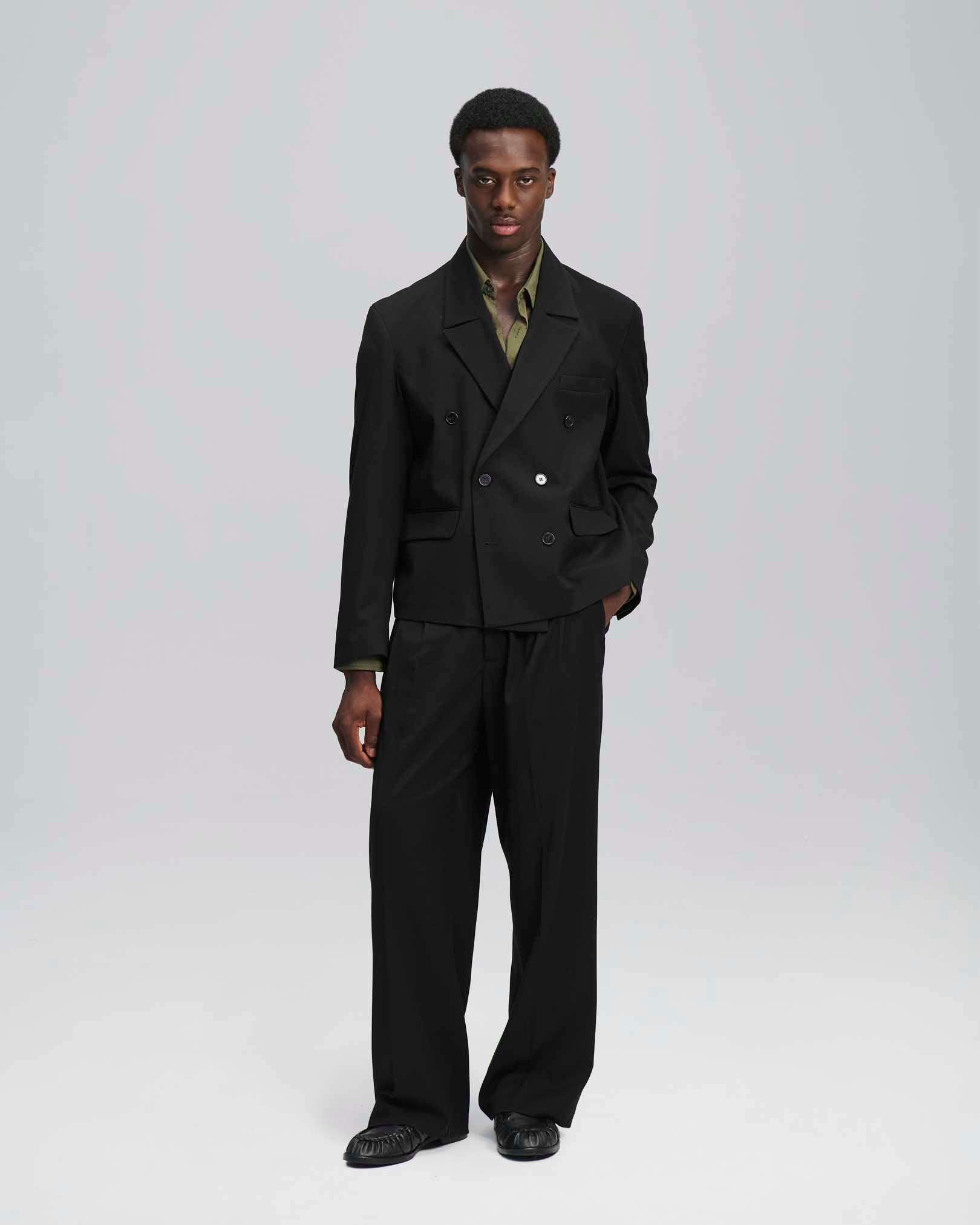 Pantalone wide leg strutturato nero