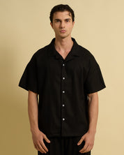 Camicia collo a Bowling in lino