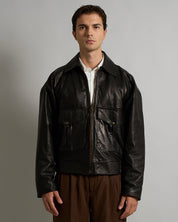 Giacca in pelle con tasconi