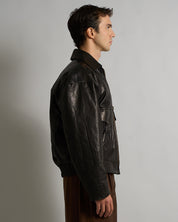 Giacca in pelle con tasconi