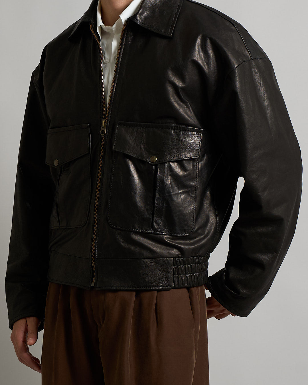 Giacca in pelle con tasconi