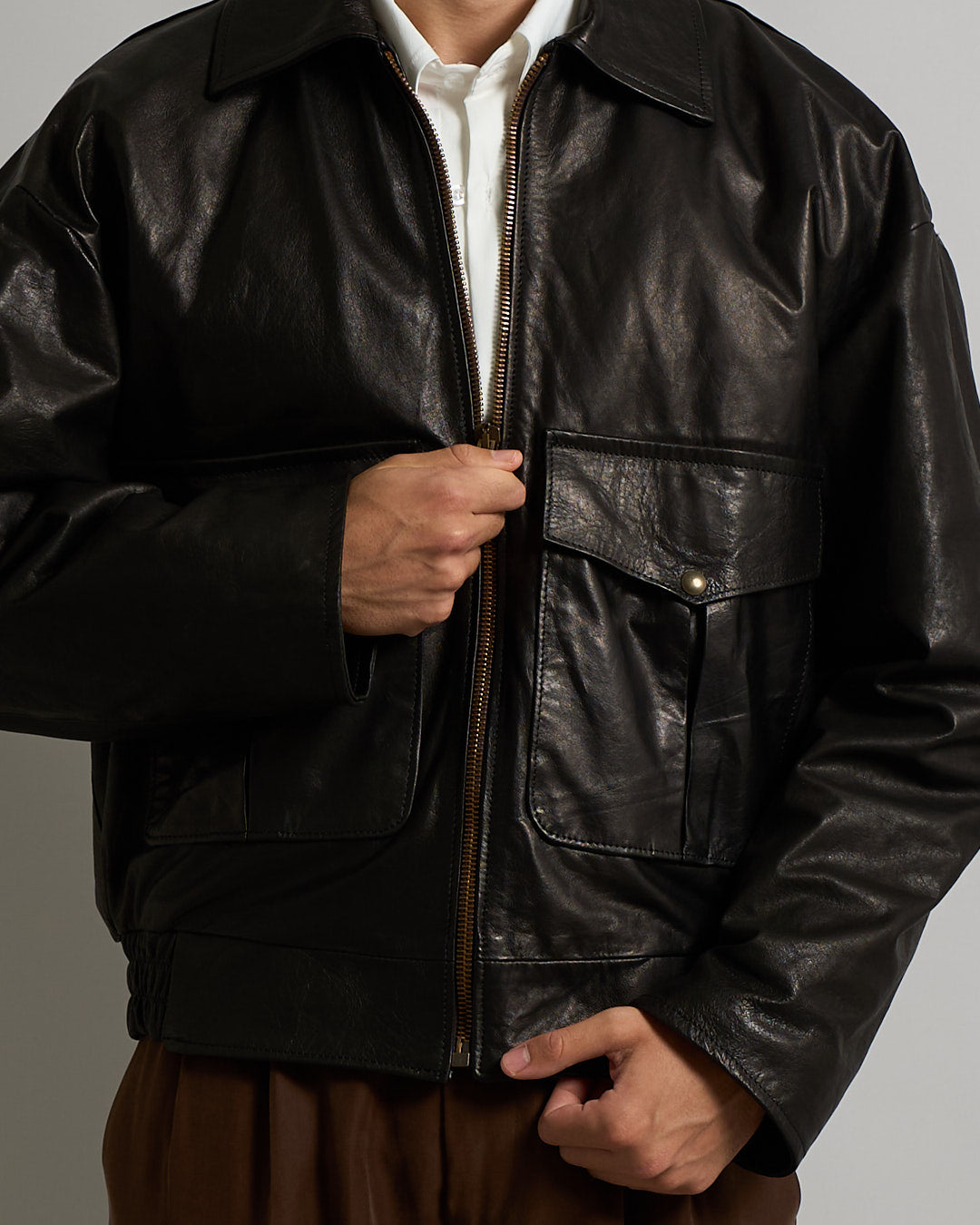 Giacca in pelle con tasconi