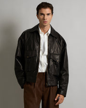 Giacca in pelle con tasconi