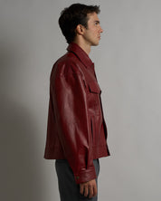 Giacca in pelle cropped Bordeaux