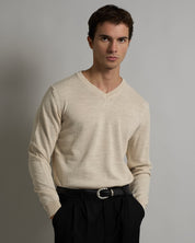 Maglia a V in lana merinos